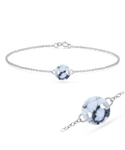 Marble Round Shape Silver Bracelet BRS-235